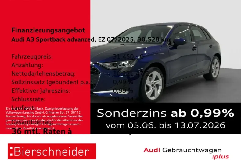 Audi A3 din 2025 cu 30.528 km - oferta AUD224913 - foto 1